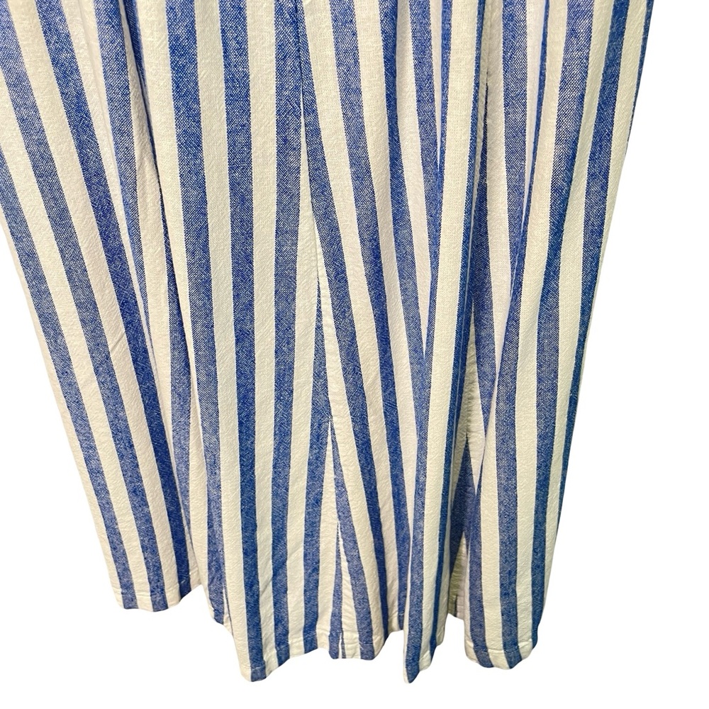 Old Navy Linen Blend Fit & Flare Sleeveless Midi Dress Blue Stripe, Size S - Picture 7 of 14